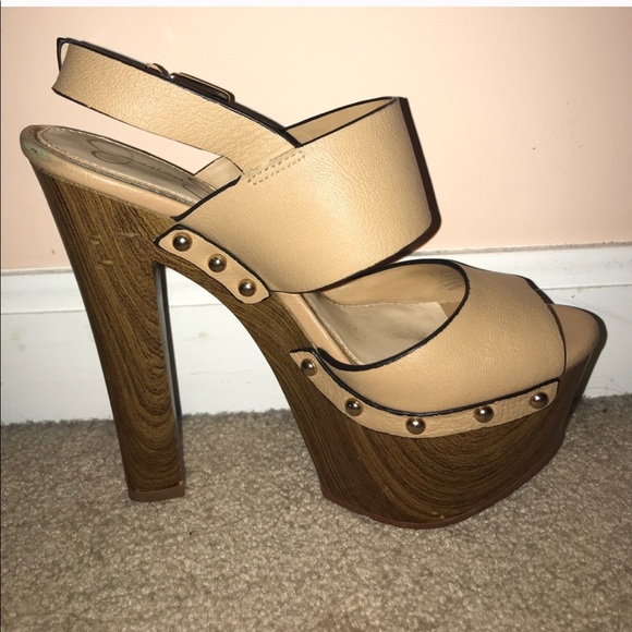 JESSICA SIMPSON WOOD CHUNKY HEEL - Picture 5 of 5